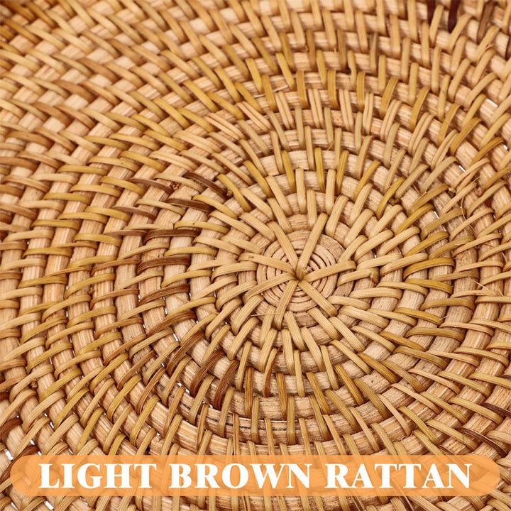 Rundes Handgeflochtenes Rattan Tablett 30cm aus Weide Flacher Aufbewahrungskorb für Küche Couchtisch