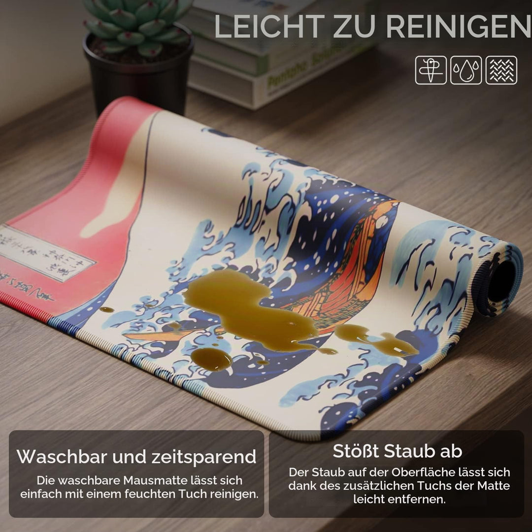 EFISH Japan Art Kanagawa Surfen Mauspad XL (800 × 300 × 3 MM) - Erweiterte Schreibtisch-Pad mit Genä