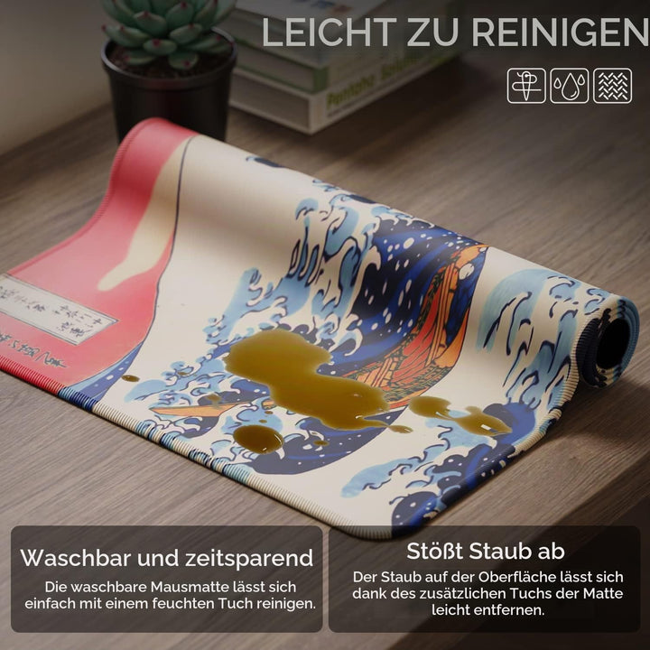 EFISH Japan Art Kanagawa Surfen Mauspad XL (800 × 300 × 3 MM) - Erweiterte Schreibtisch-Pad mit Genä