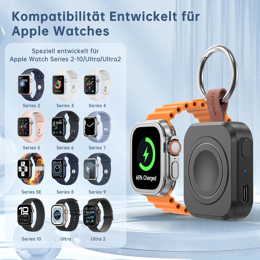 Tragbares Ladegerät für Apple Watch, iWatch-Ladegerät mit Schlüsselanhänger, 1200 mAh Magnetisches i