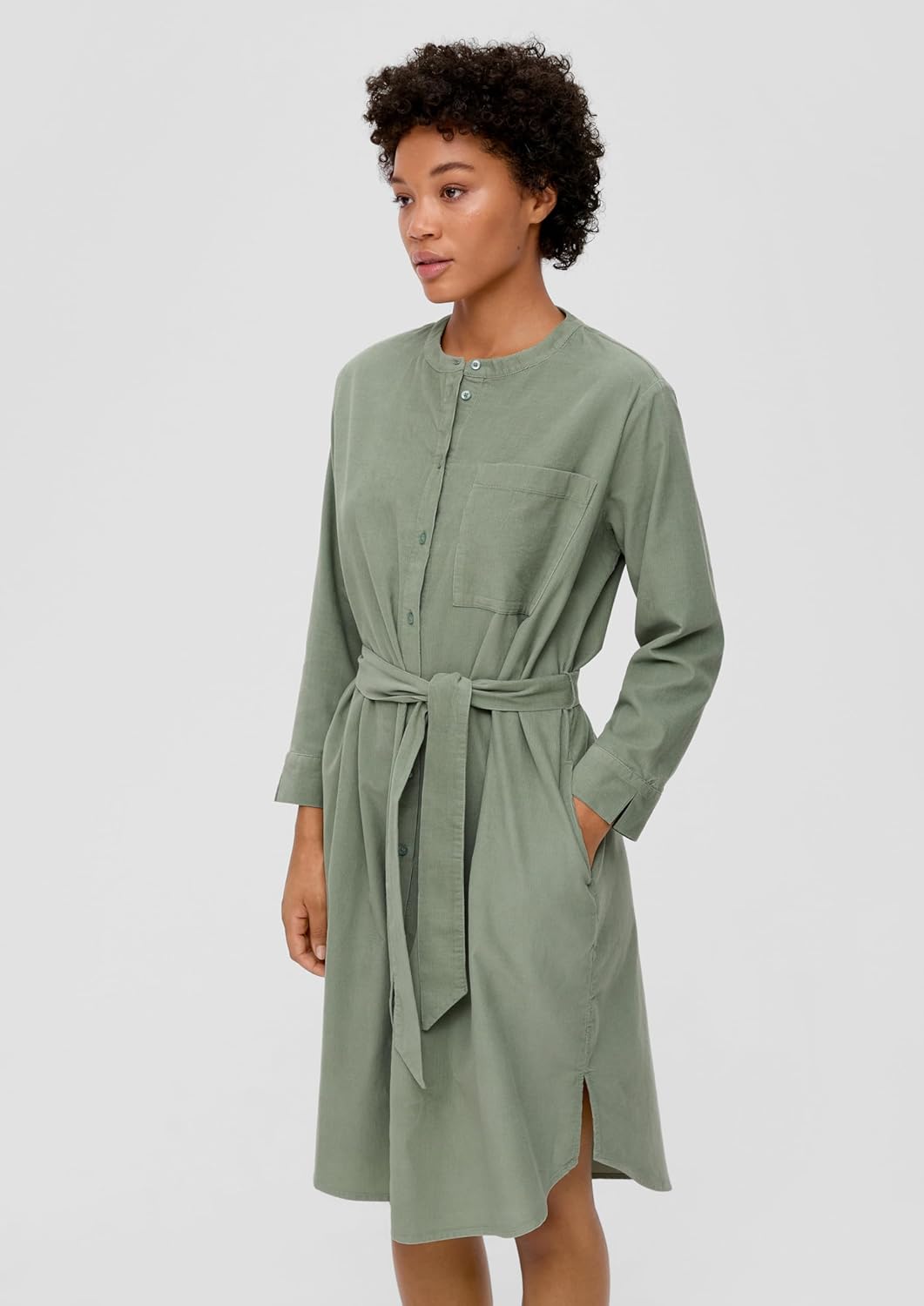 s.Oliver Damen Kordsamt Hemdkleid aus Cord 38 Grün, 38 Grün