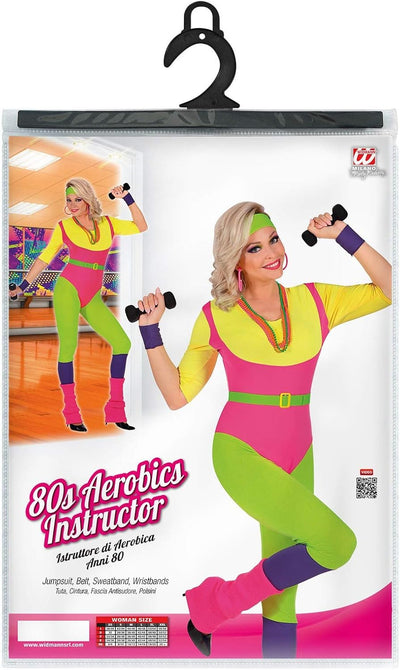 "80s AEROBICS INSTRUCTOR" (jumpsuit, belt, sweatband, wristbands) - (M), M