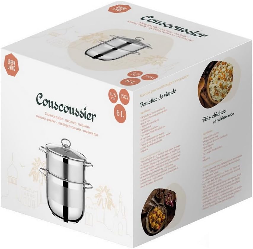 Urban Living Couscoussiere 6 Liter Edelstahl Couscous Topf Damfgarer Couscoustopf