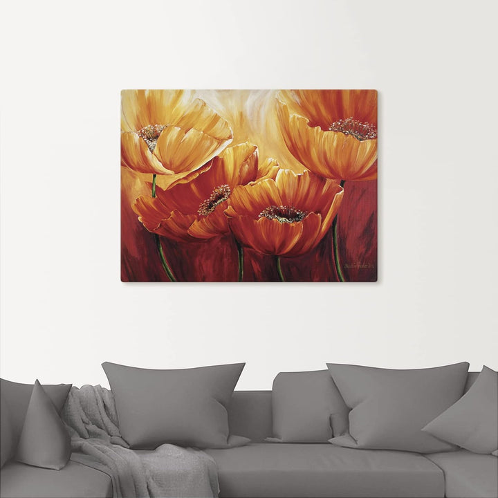 ARTland Leinwandbilder Wandbild Bild auf Leinwand 60 x 45 cm Botanik Blumen Mohnblume Malerei Orange