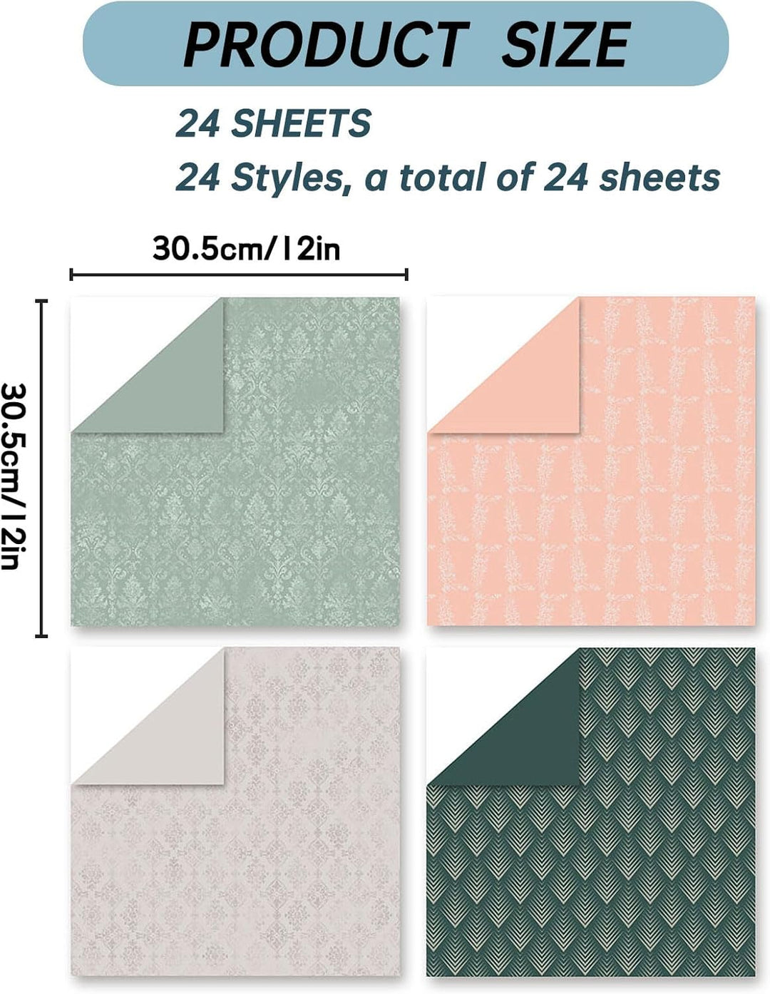Scrapbook Papier Buntes Scrapbook Bastelpapier mit Muster, 24 Blat Scrapbooking Papier Doppelseitige