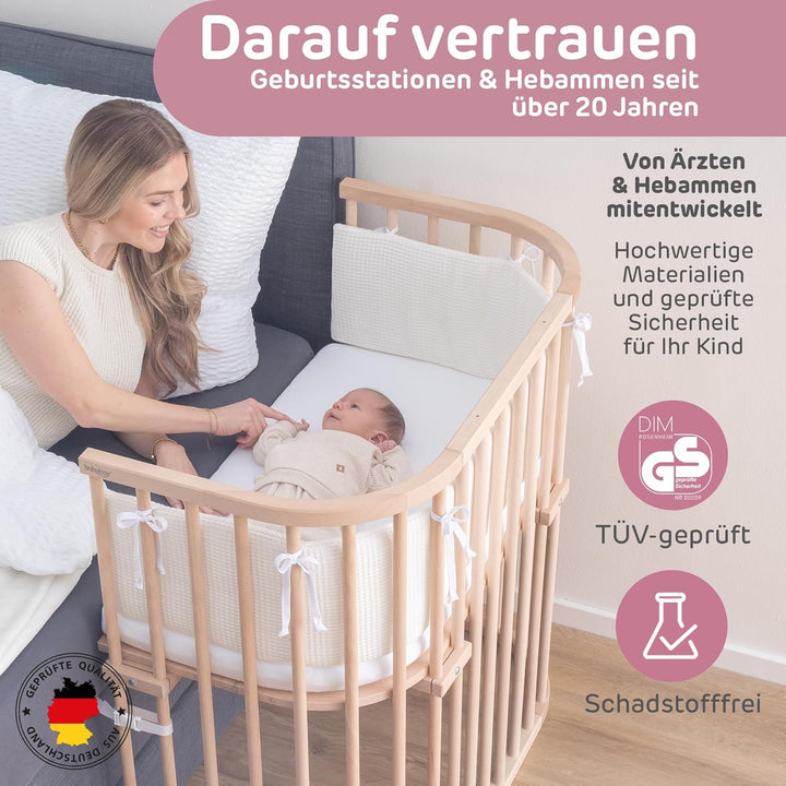 babybay Boxspring Beistellbett aus massivem Buchenholz / kompakt & verwandelbar / Kinderbett Höhe st