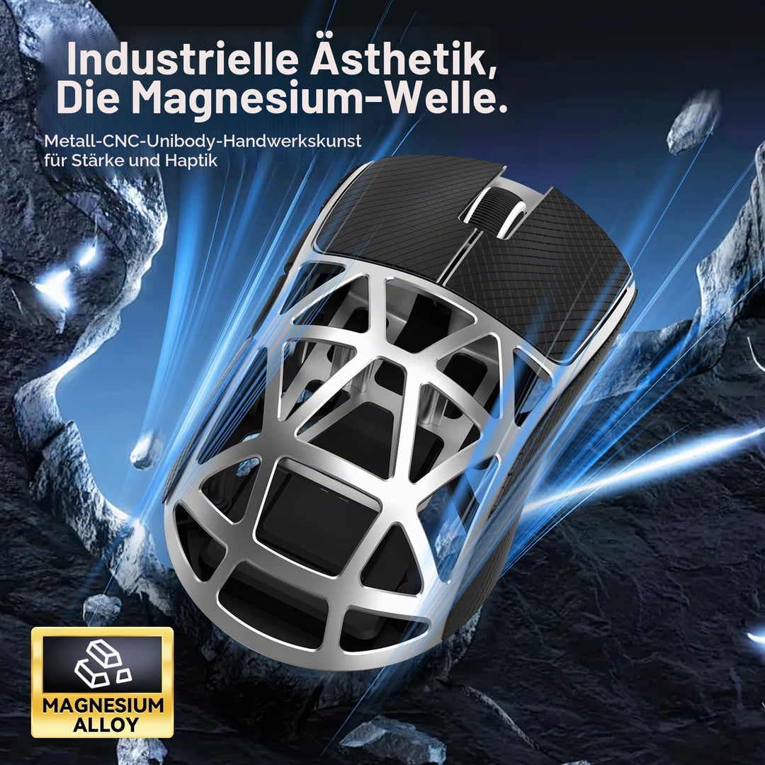 ATTACK SHARK R2 Gaming-Maus aus Magnesium, PixArt PAW3950 Sensor, kabellos, 8K, 48g, superleicht, BT