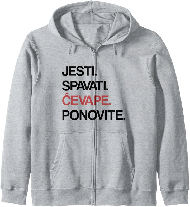 Eat Sleep Cevape Repeat auf Bosnisch Kapuzenjacke