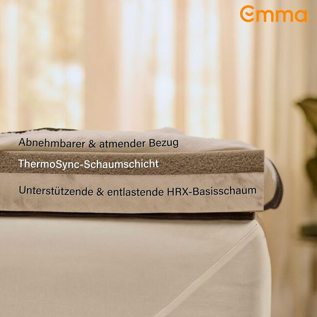 Emma Premium-Matratzenauflage 90 x 200 cm, 8 cm | 2 temperaturausgleichende &amp; Feste Schichten | HRX-