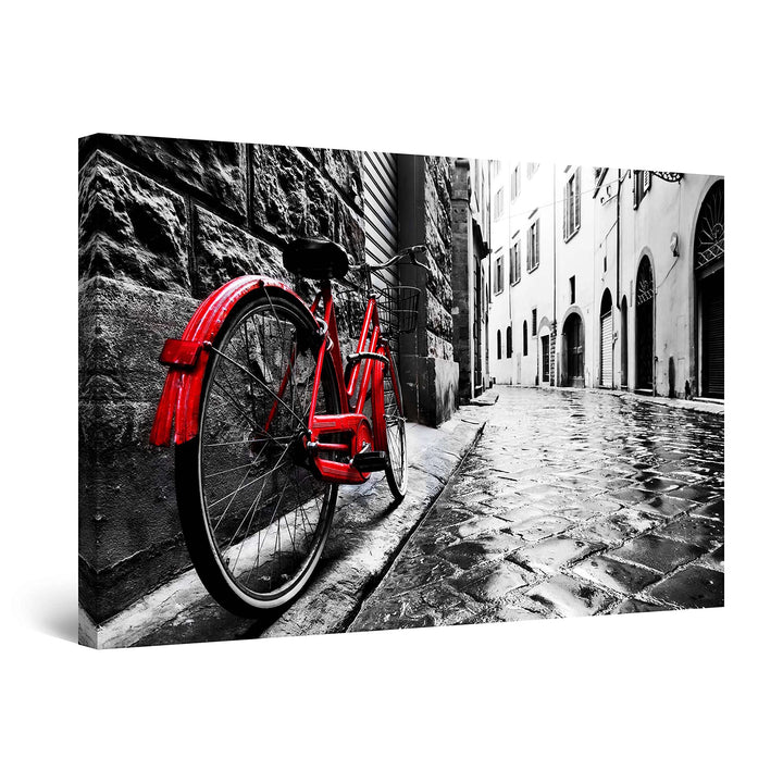 Startonight Leinwandbilder Schwarz und Weiss Fahrrad rosa, Doppelansicht Überraschung Modernes Dekor