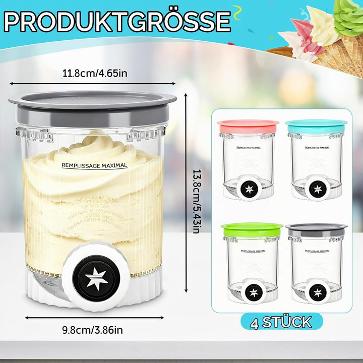 4er Set Behälter für Ninja Creami Swirl NC700 NC701EU, 480 ml Eisbehälter Ersatzbehälter mit farbige