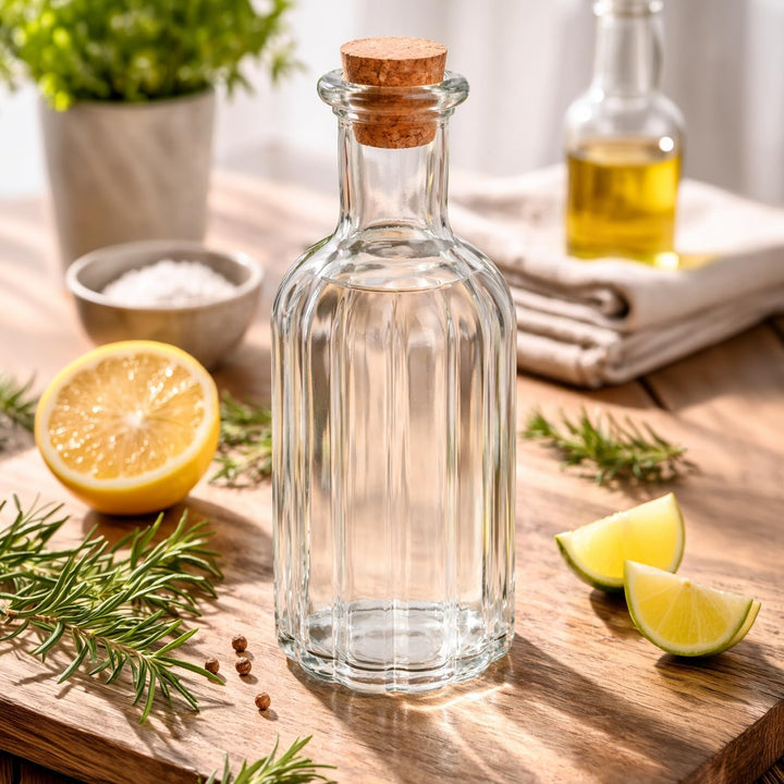com-four® 6x Glasflasche 450 ml mit Korken - leere Flasche mit Korkenverschluss - Glasbehälter zum B