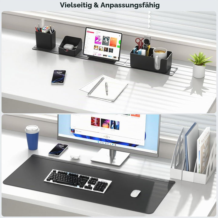 KDD Rutchfeste Schreibtischunterlage Schwarz mit Magnetisch Organizer Set, 5 in 1 Gaming Mauspad &amp; D