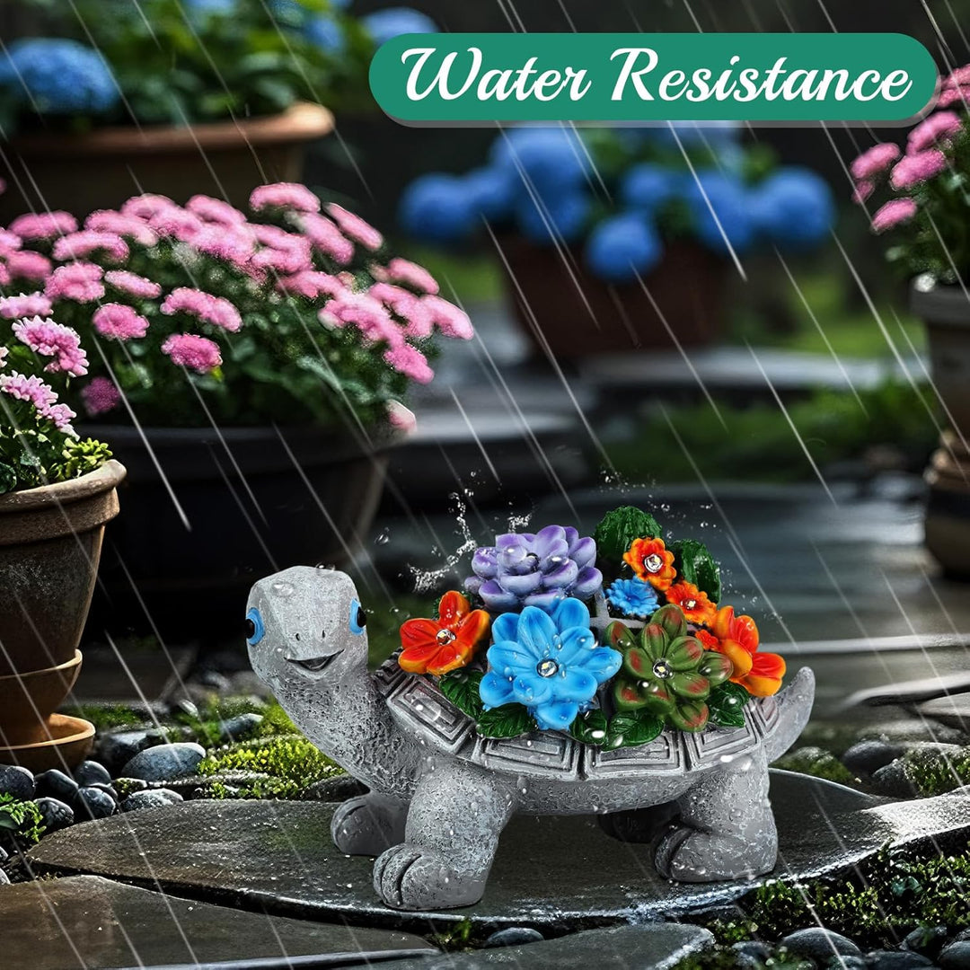 Linkax Geschenke für Frauen Mama, Solar Gartenfiguren Schildkröte Gartendeko für Draussen, mit 7 LED