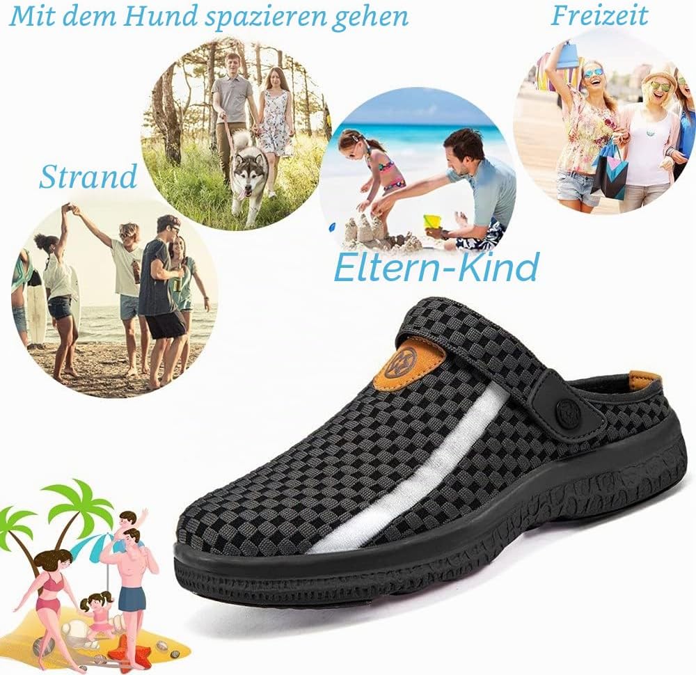 Unisex Clogs Hausschuhe Atmungsaktiv Mesh Pantoletten Sommer Beach Freizeit Schuhe rutschfest Weiche