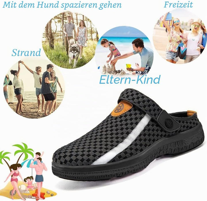 Unisex Clogs Hausschuhe Atmungsaktiv Mesh Pantoletten Sommer Beach Freizeit Schuhe rutschfest Weiche