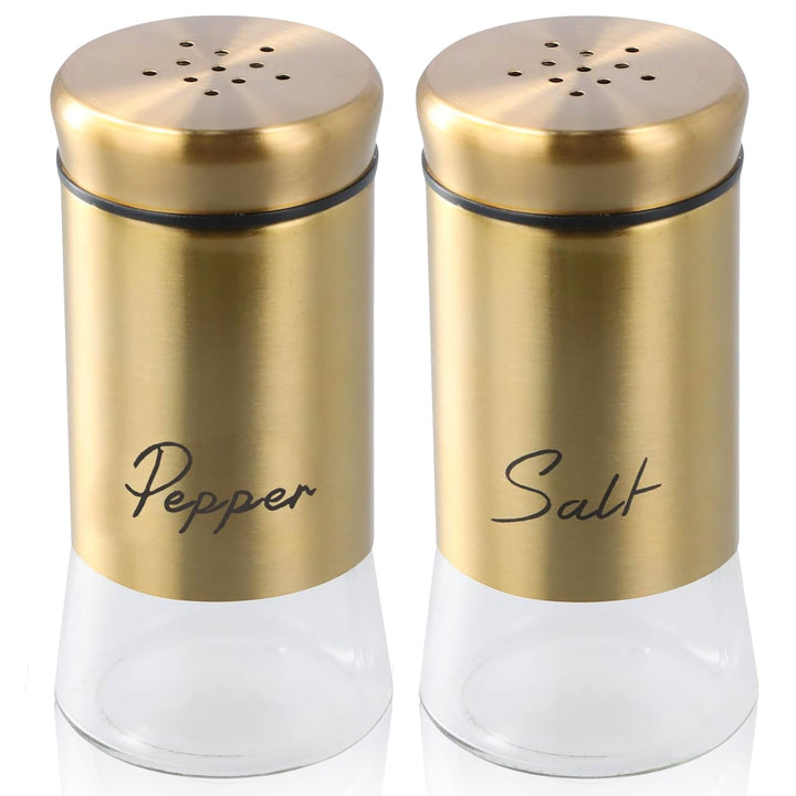 2 Stück Gold Salz Pfeffer Shaker, Salz und Pfefferstreuer Klein Set, 150ML Gewürzstreuer für Haus, K