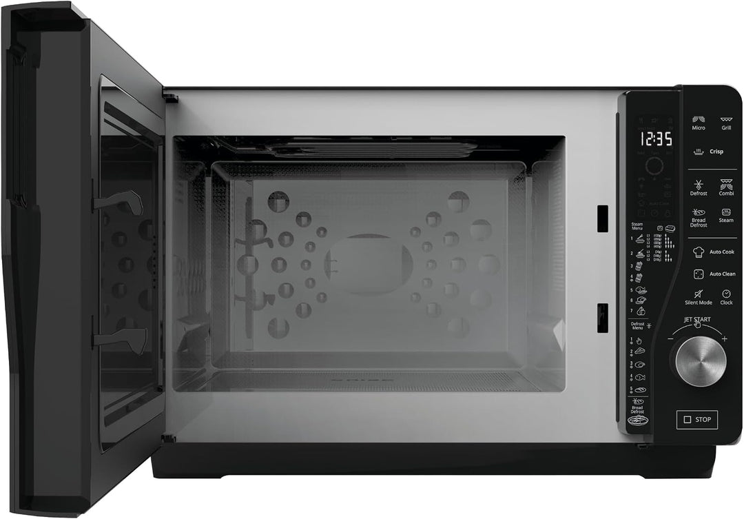 Whirlpool MWF 427 SL Mikrowelle Extra Space + Grill, 25 Liter, silber, mit Steamer, hoher und flache