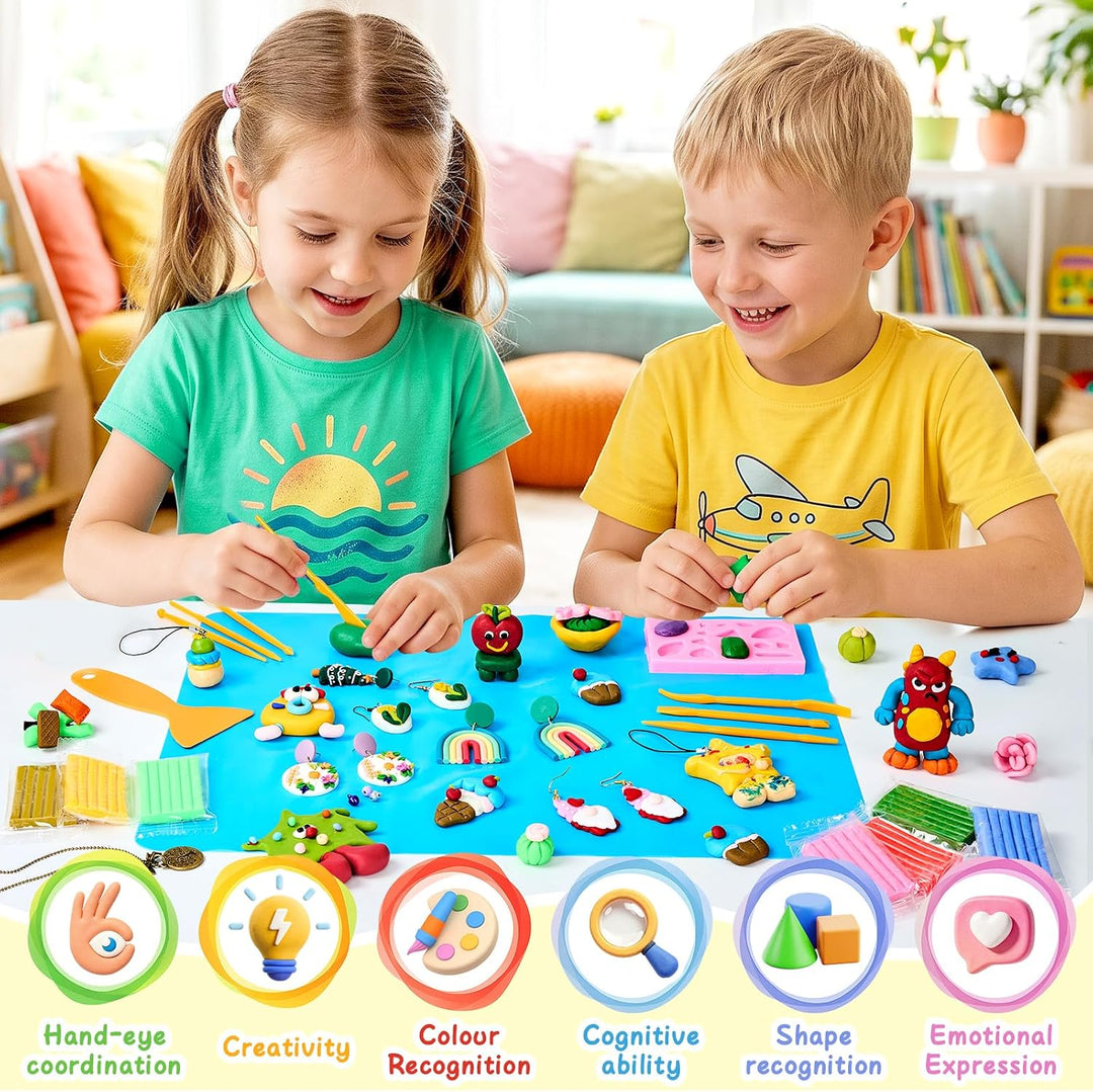 Polymer Clay Set, 66 Farben Modelliermasse Knete Kit für Kinder | 20g Each Ofenhärtende Knetmasse mi