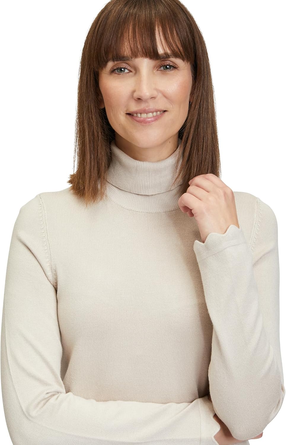 Betty Barclay Damen Feinstrickpullover mit Wellenstruktur, Beige