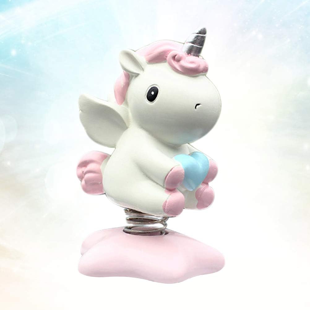 Abaodam Einhorn Ornament Mit Wackelkopf Aus Umweltfreundlichem Harz Cartoon Auto Armaturenbrett Deko