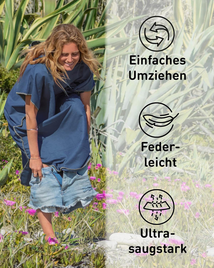 Fit-Flip Badeponcho aus Mikrofaser für Damen und Herren - schnelltrocknend, kompakt und Ultraleicht