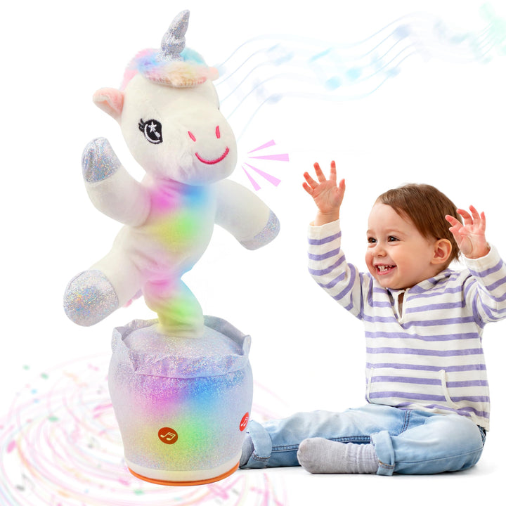 Hopearl Leuchtendes Tanzendes Einhorn Spielzeug Wiederholt Gesagtes Sprechendes Spielzeug Wackeln Si
