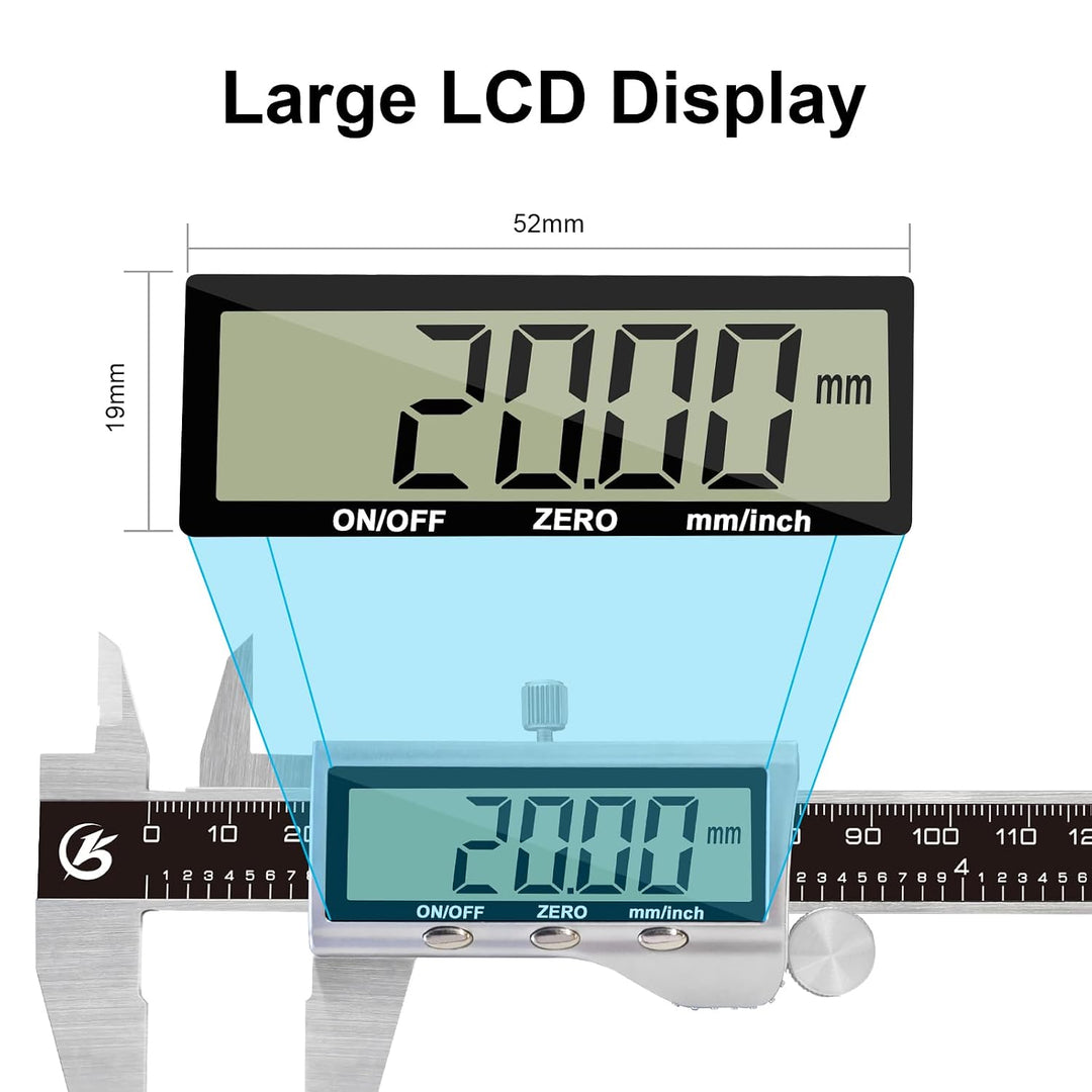 KETOTEK Messschieber Digitale, 150mm Schieblehre Digital Edelstahl mit Grossem LCD Display, Messlehr