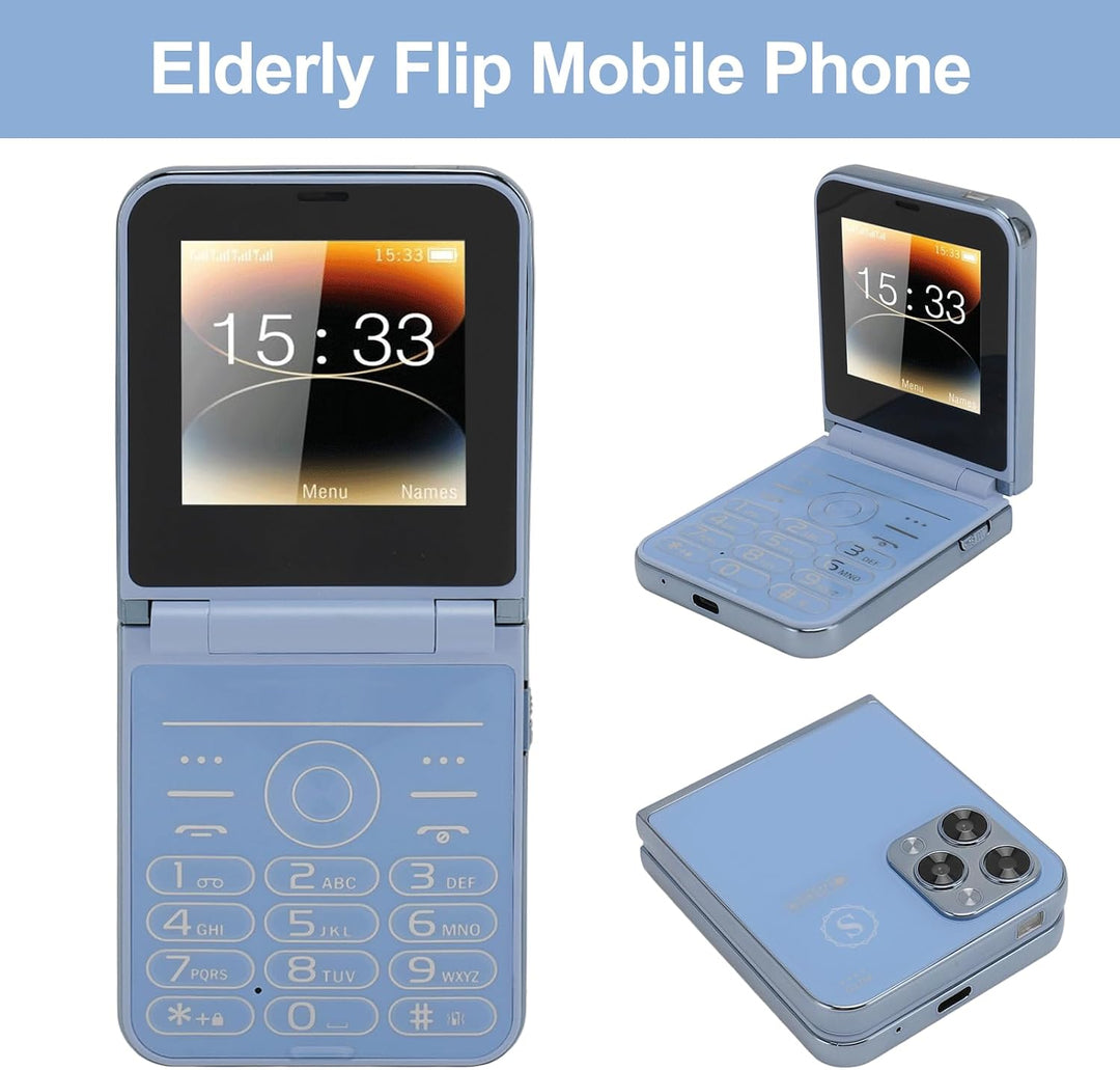 Klapphandys für Senioren, 2,6-Zoll-Handy ohne Vertrag, Grosse Tasten, Grosse Ziffern, ältere Mensche
