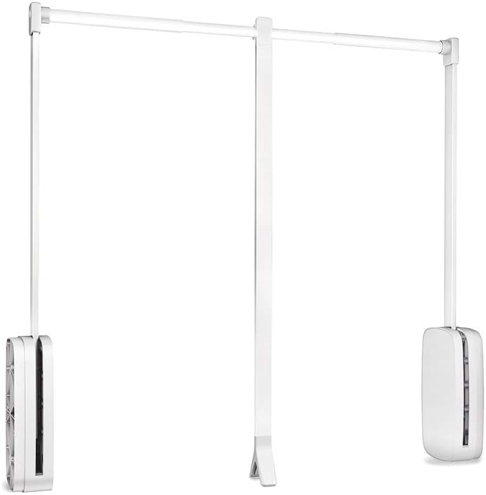 Emuca - Kleiderlift für Garderoben Sling, 830-1150mm, Weisser Kunststoff, Stahl und Kunststoff