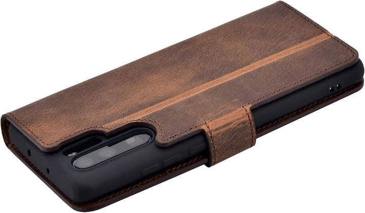 Suncase Book-Style kompatibel mit Huawei P30 PRO Hülle (Slim-Fit) Leder Tasche Handytasche Schutzhül