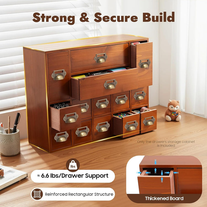 Schubladenbox Holz, Desktop Schreibtisch Organizer Schubladen Organizer mit 14 Schubladen, Aufbewahr