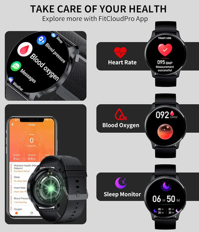 niolina Smartwatch Herren, 1,32" HD Fitnessuhr für Männer mit Anrufwahl Textbenachrichtigung Schritt