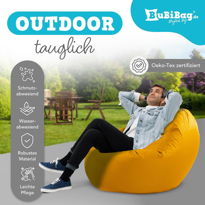 BuBiBag 2in1 Sitzsack L - XXL mit Füllung für Kinder &amp; Erwachsene, Gaming Beanbag &amp; Bodenkissen für