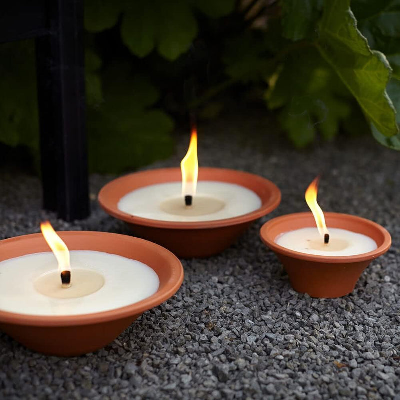 Flammschalen für draussen 4 Stück - Outdoor-Kerzen Terracotta - Perfekt für deinen Garten - Feuersch