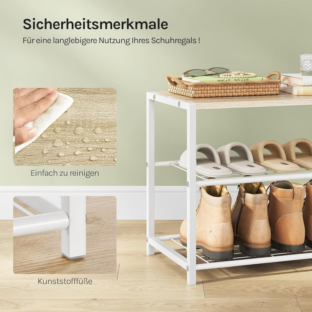 WOLTU Schuhregal mit 2 Ebenen, Schuhständer Metall, Schuhaufbewahrung platzsparend, Schuhorganizer f