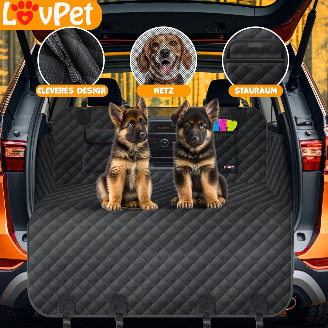Lovpet® 2in1 Hundedecke für Auto Rückbank & Kofferraum mit Seitenschutz und Sichtfenster Kofferraums