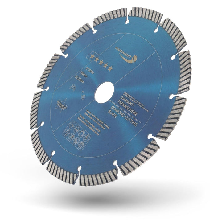 PRODIAMANT Fastcut Highspeed Diamant-Trennscheibe 180 mm x 22,23 mm für sehr harte Baustoffe wie Kal