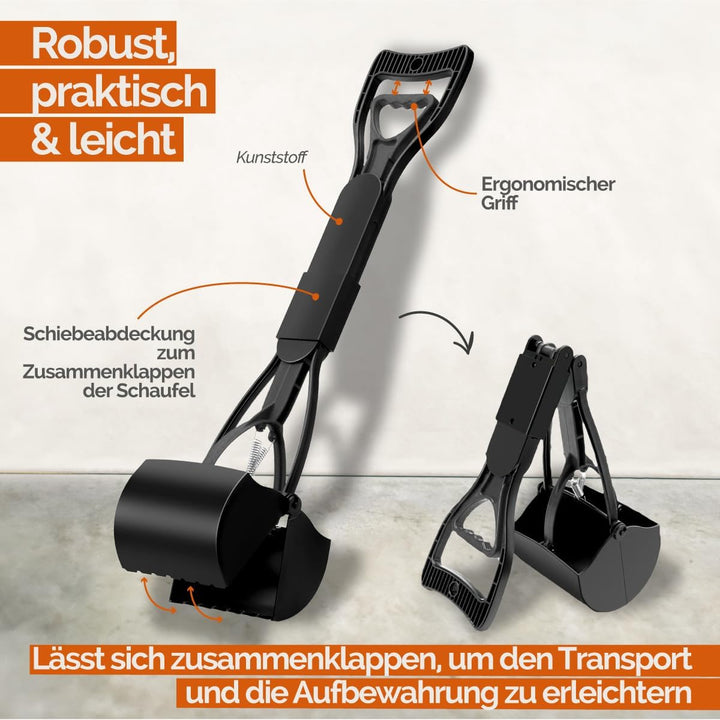 Linxor – Zange, Schaufel für Hundekot oder andere Tierexkremente – 80 cm – Schwarz