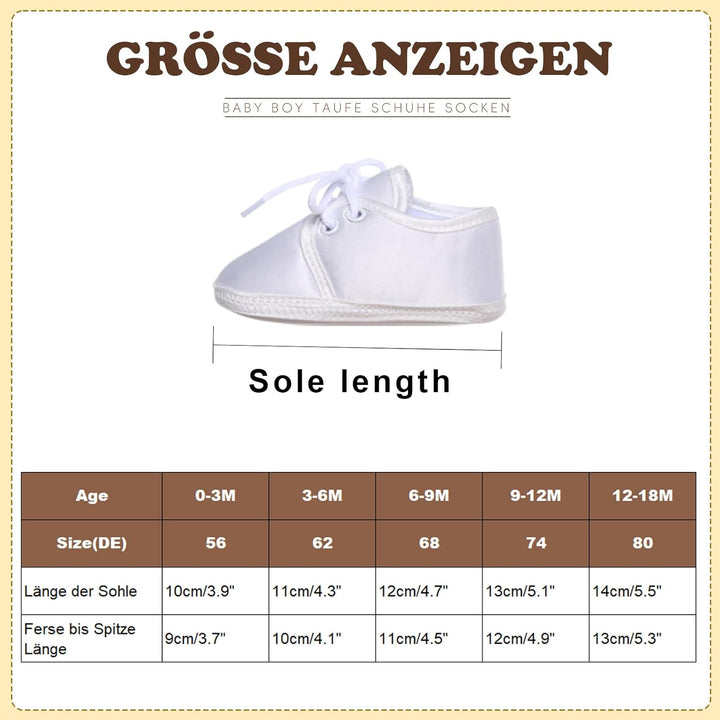 Booulfi Baby Jungen Schuhe Neugeborene Wihte Schuhe für Kleinkind Taufe Schuhe und Socken Set 0-18M,