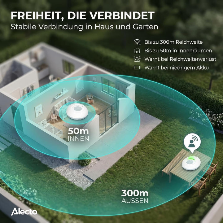 Alecto DBX110 Babyphone Audio - digitales Babyphone mit DECT - 300 m Reichweite - kompaktes Design -