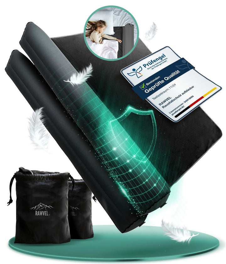 RAWVEL® Rausfallschutz aufblasbar Light - [NEU 2024] - passend für alle Betten Zuhause & auf Reisen