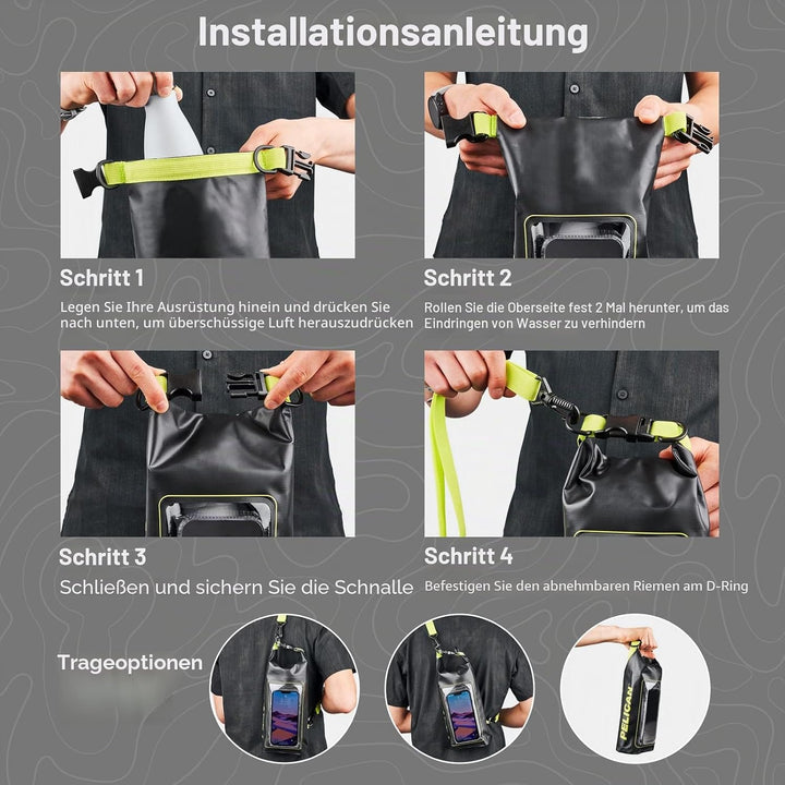 Pelican Marine Wasserdichter Roll-Top Dry Bag Dry Bag - Black/Hi-vis Yellow, Dry Bag - Black/Hi-vis