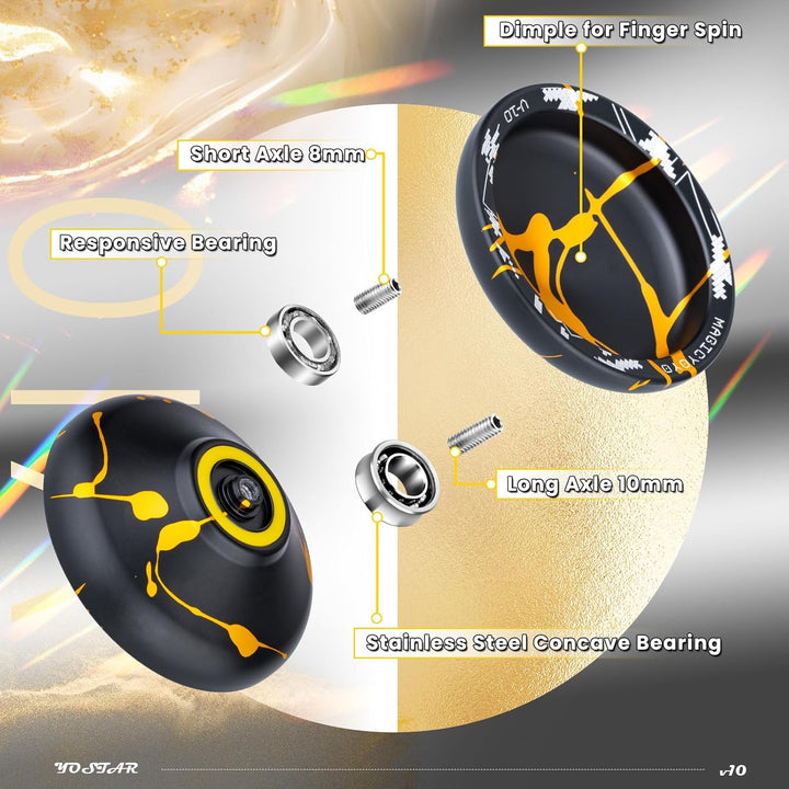 YOSTAR Yoyo Profi V10, Trick JoJo mit Leerlauf und Kugellager, Jo Jo für Kinder und Erwachsene, Resp