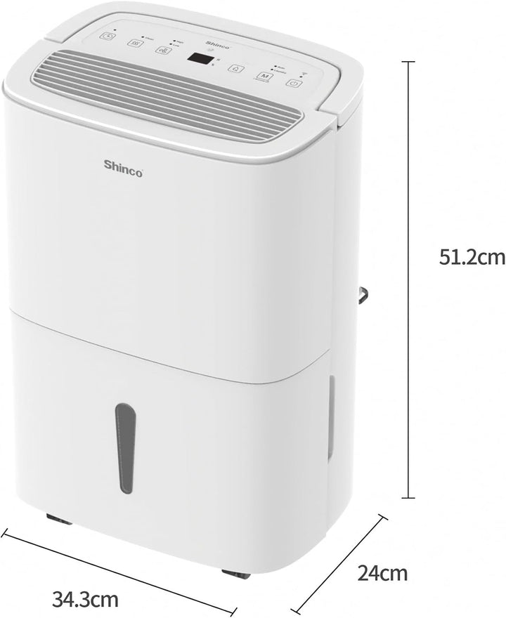 SHINCO Elektrische Luftentfeuchter, 30L/24h, Wifi, Energieeinsparung, Automatischer Neustart, Wäsche