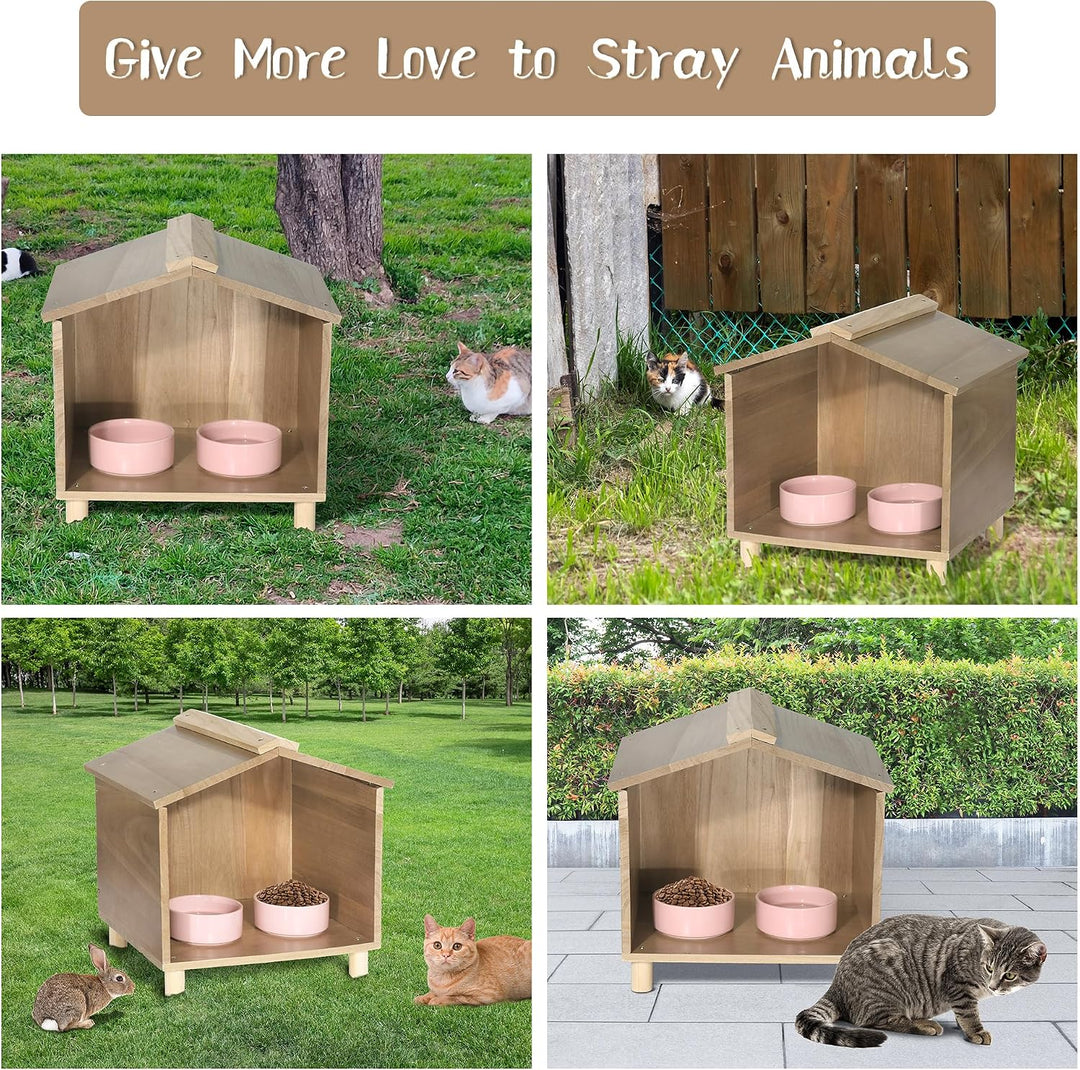 BALAPET Katzenfutterstation &amp; Unterschlupf für Katzen - Wasserdichtes Katzenhaus für Futterstation i