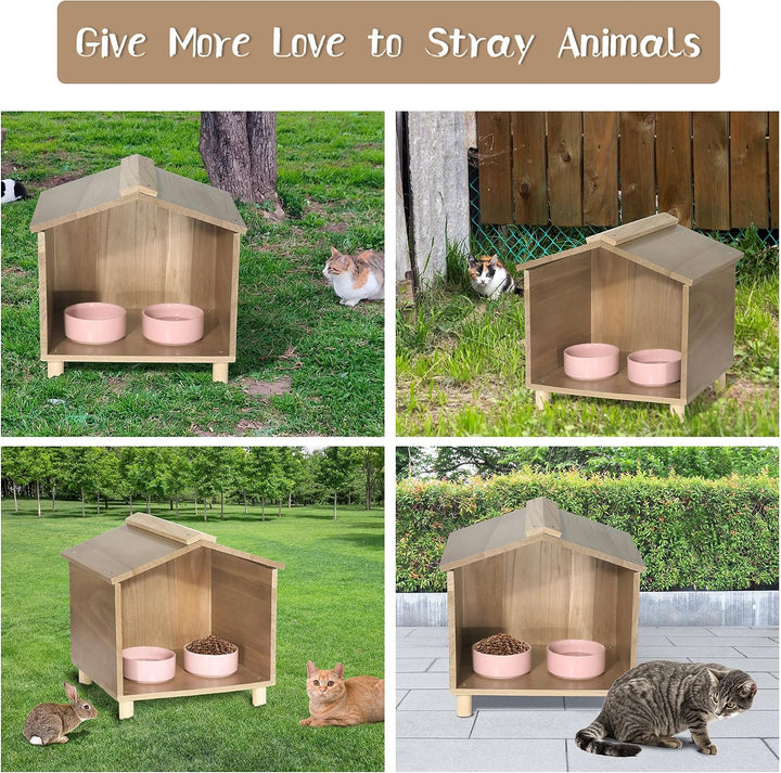 BALAPET Katzenfutterstation &amp; Unterschlupf für Katzen - Wasserdichtes Katzenhaus für Futterstation i