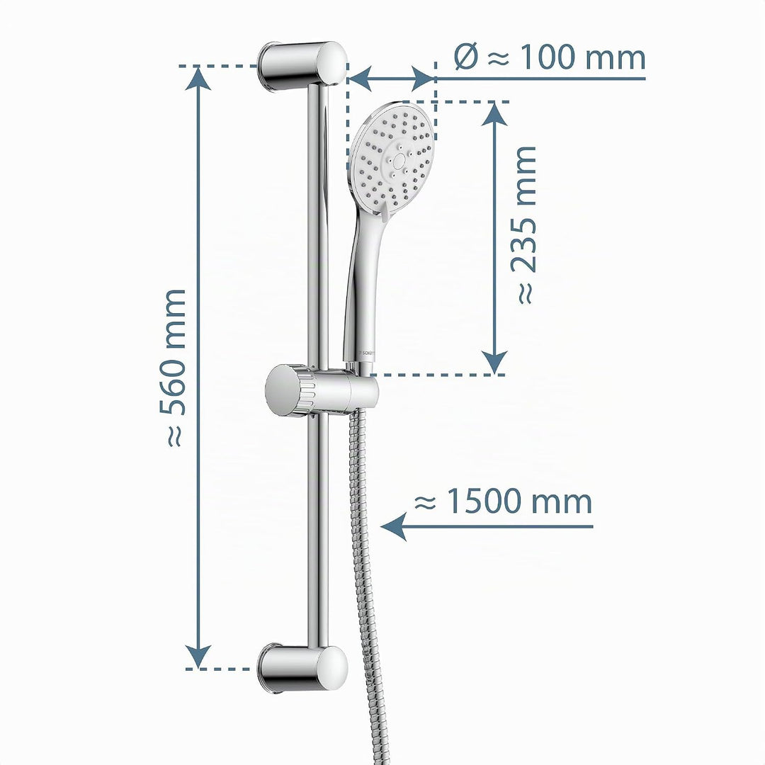 SCHÜTTE 64830 Napoli Stangenbrauseset, Brausestange mit Duschkopf, Duschbrause, Brausegarnitur mit H