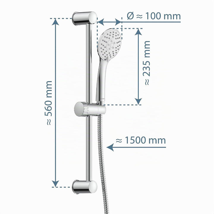 SCHÜTTE 64830 Napoli Stangenbrauseset, Brausestange mit Duschkopf, Duschbrause, Brausegarnitur mit H
