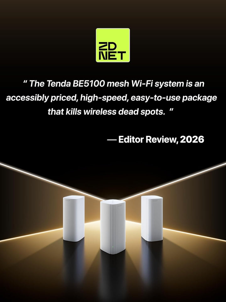Tenda ME6 Pro Wi-Fi 7 Mesh System, (BE5100 Dual-Band 2,4GHz 688Mbit/s, 5GHz 4323Mbit/s) Breite Abdec